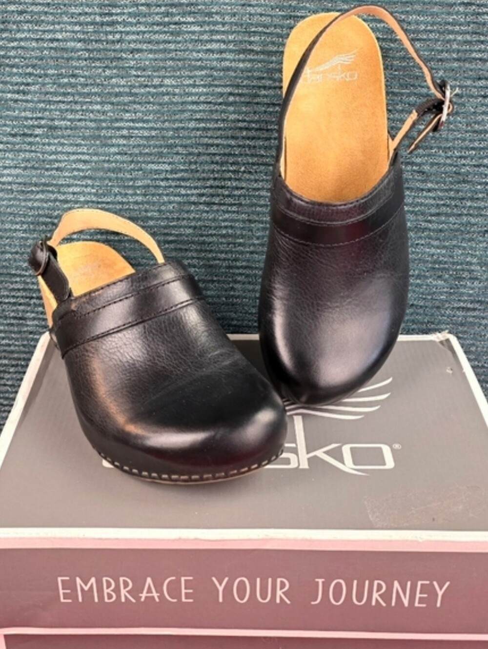 Dansko Tammy Slingback Clogs Leather & Wood, Stapled Construction - Picture 2 of 16